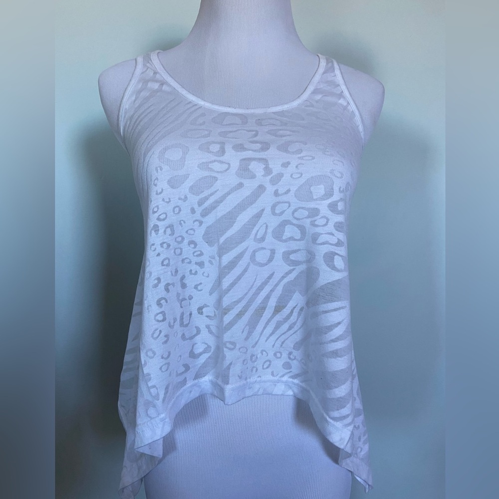 White Sheer Crop Top Leopard Print